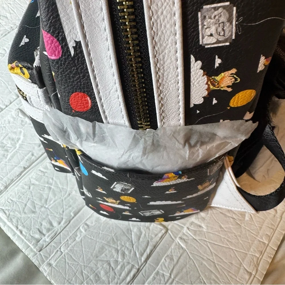 New Disney Parks Loungefly Mini Backpack Movie Up Black & White